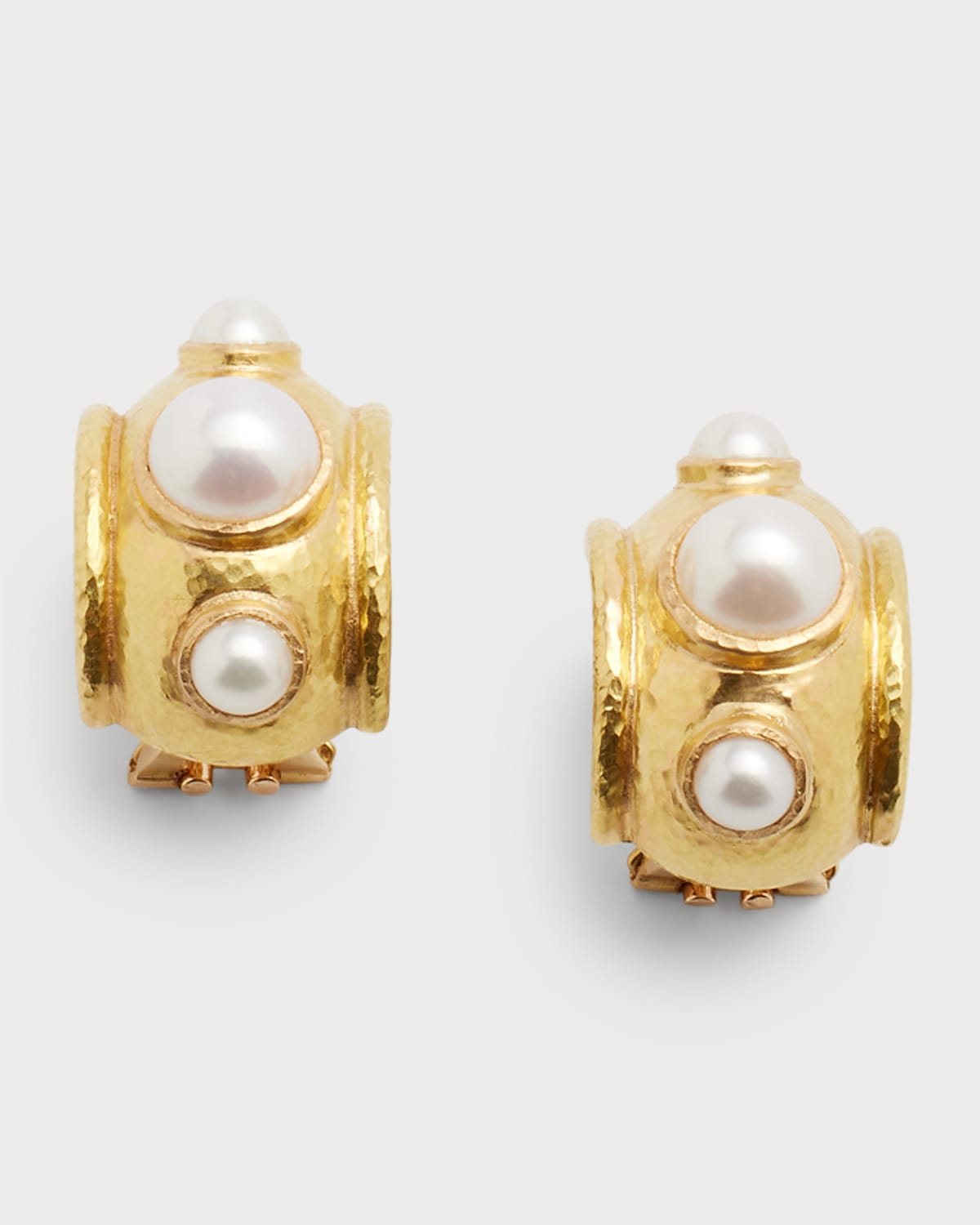 19k Medium Vertical Oval Pearl Earrings