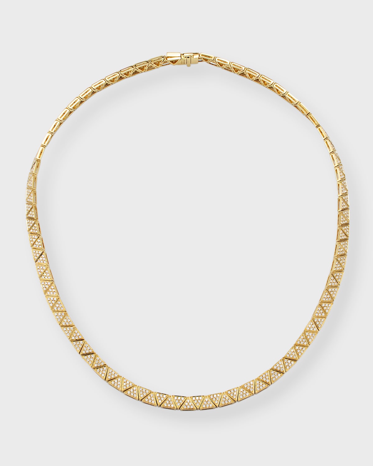 18K Yellow Gold Thin Pave Diamond Necklace
