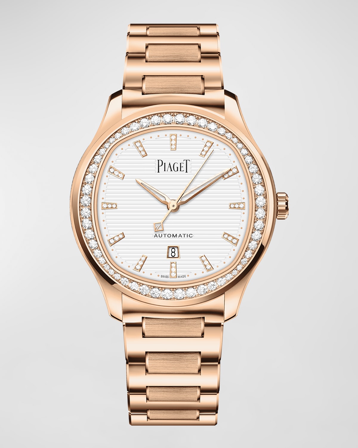 Piaget Polo 36mm 18k Rose Gold Diamond Bracelet Watch