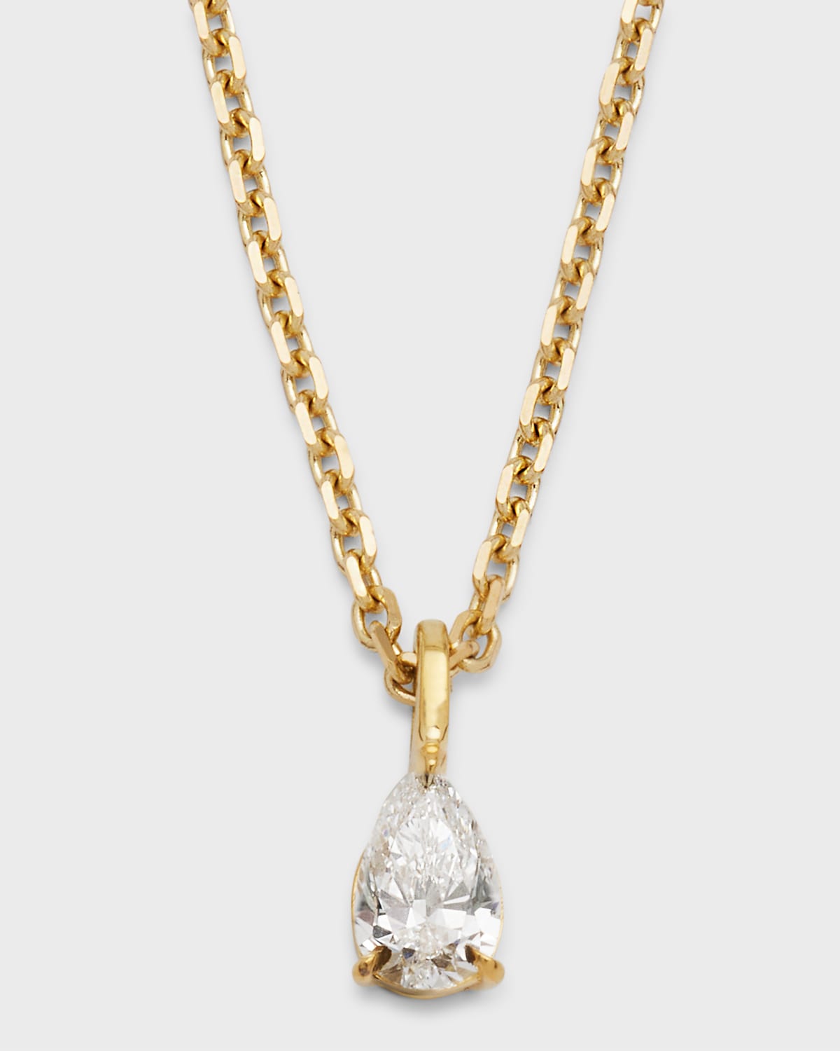 18K Yellow Gold Pear Diamond Pendant Necklace