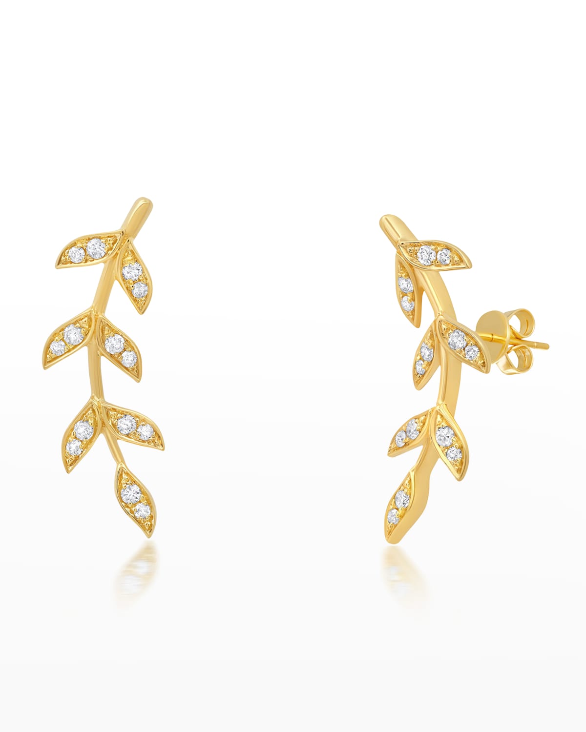 18K Yellow Gold Folha Diamond Climber Earrings