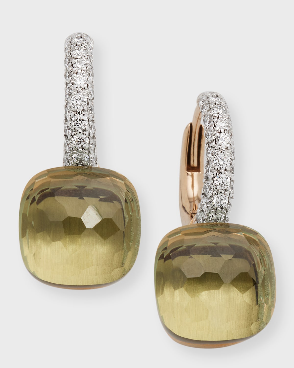 Shop Pomellato Nudo 18k Rose Gold Gemstone & Diamond Drop Earrings In Praisiolite