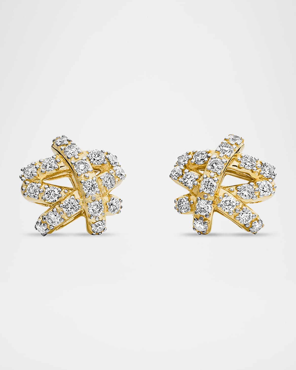 David Yurman Women's The Crossover Collection Stud Earrings In 18k Yellow Gold With Full Pavé Diamonds In 40 White