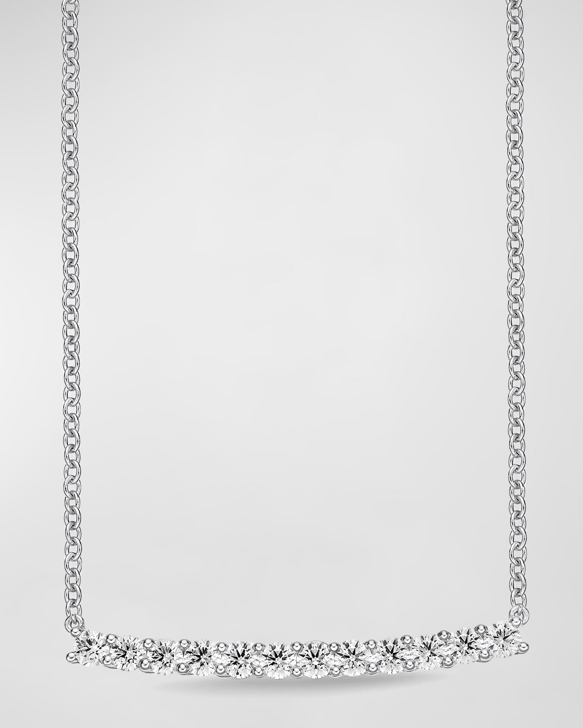 18k White Gold Diamond Bar Necklace, 18"L, 0.75tcw