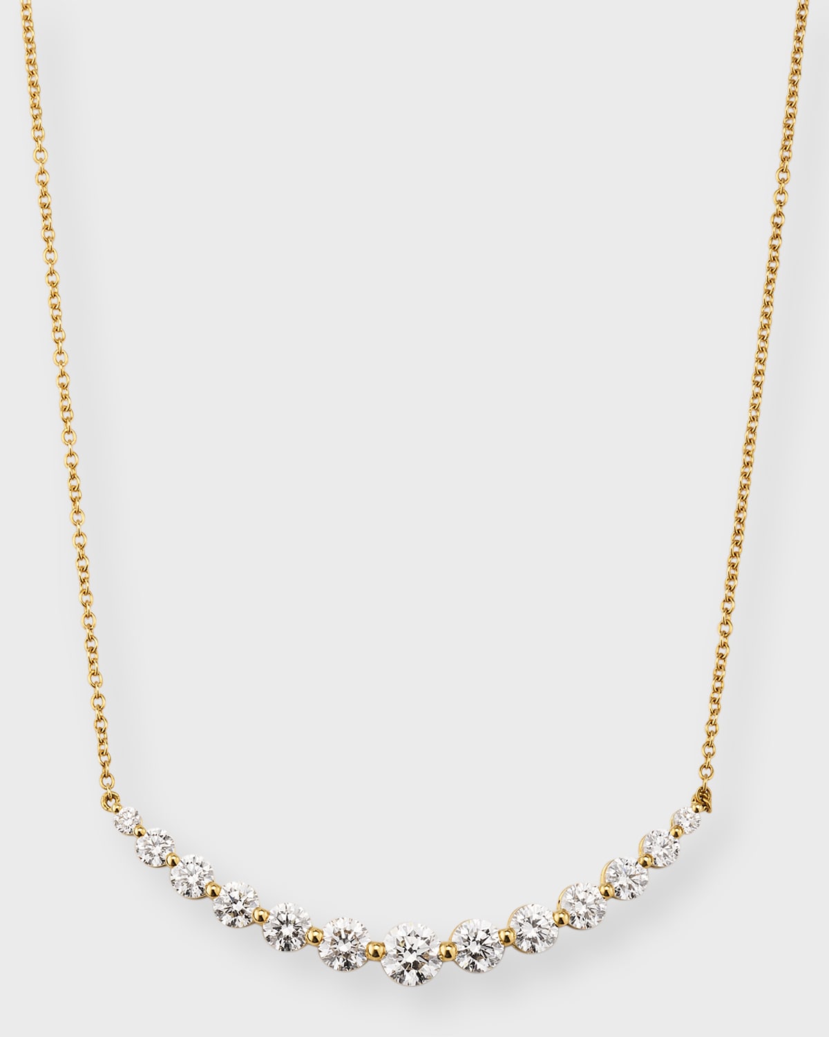 18K Yellow Gold Diamond Smile Necklace, 18"L
