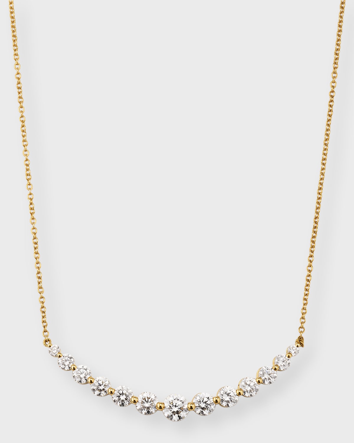 18K Yellow Gold Diamond Smile Necklace, 18"L, 2.03tcw