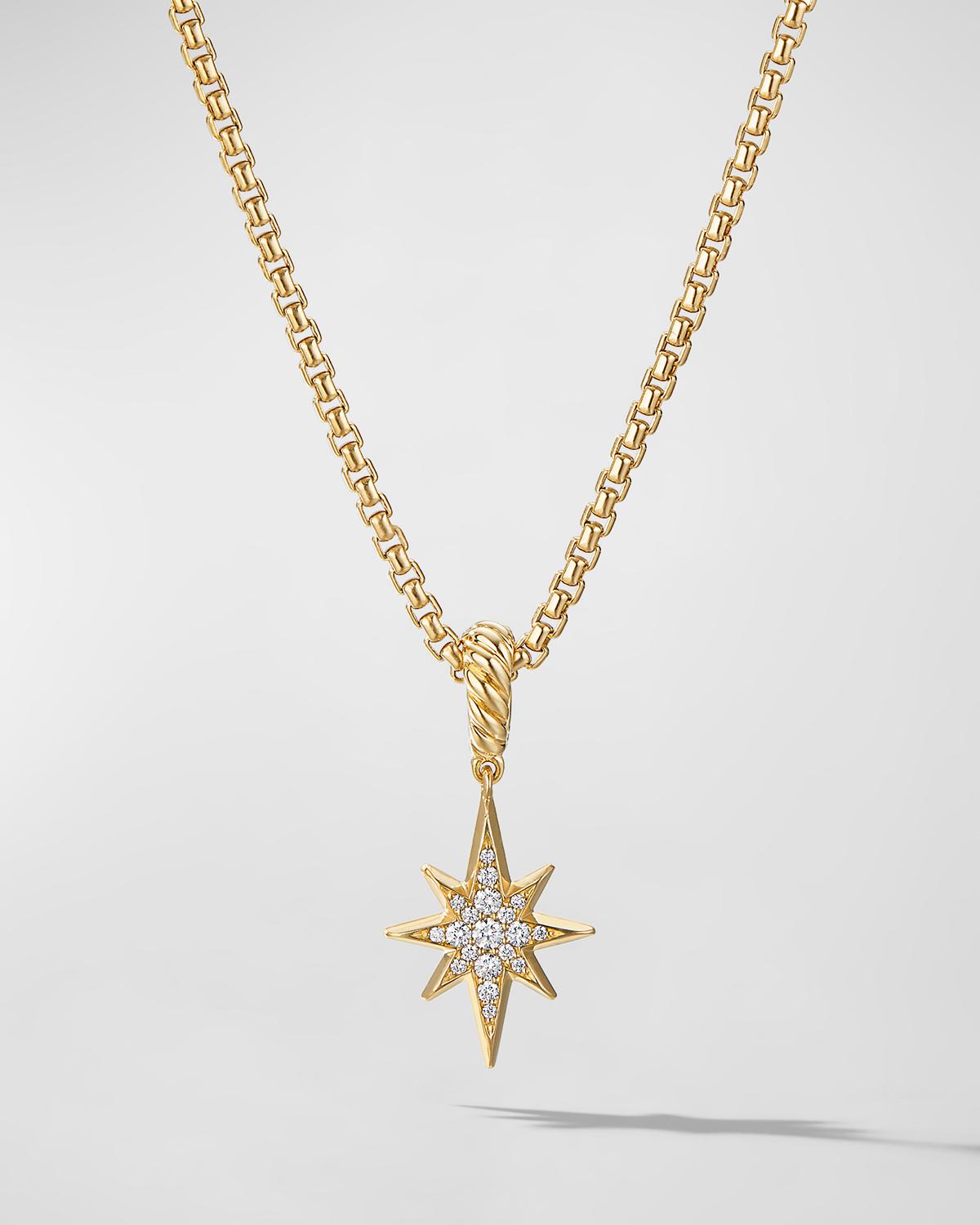 North Star Pendant with Diamonds in 18K Gold, 15mm