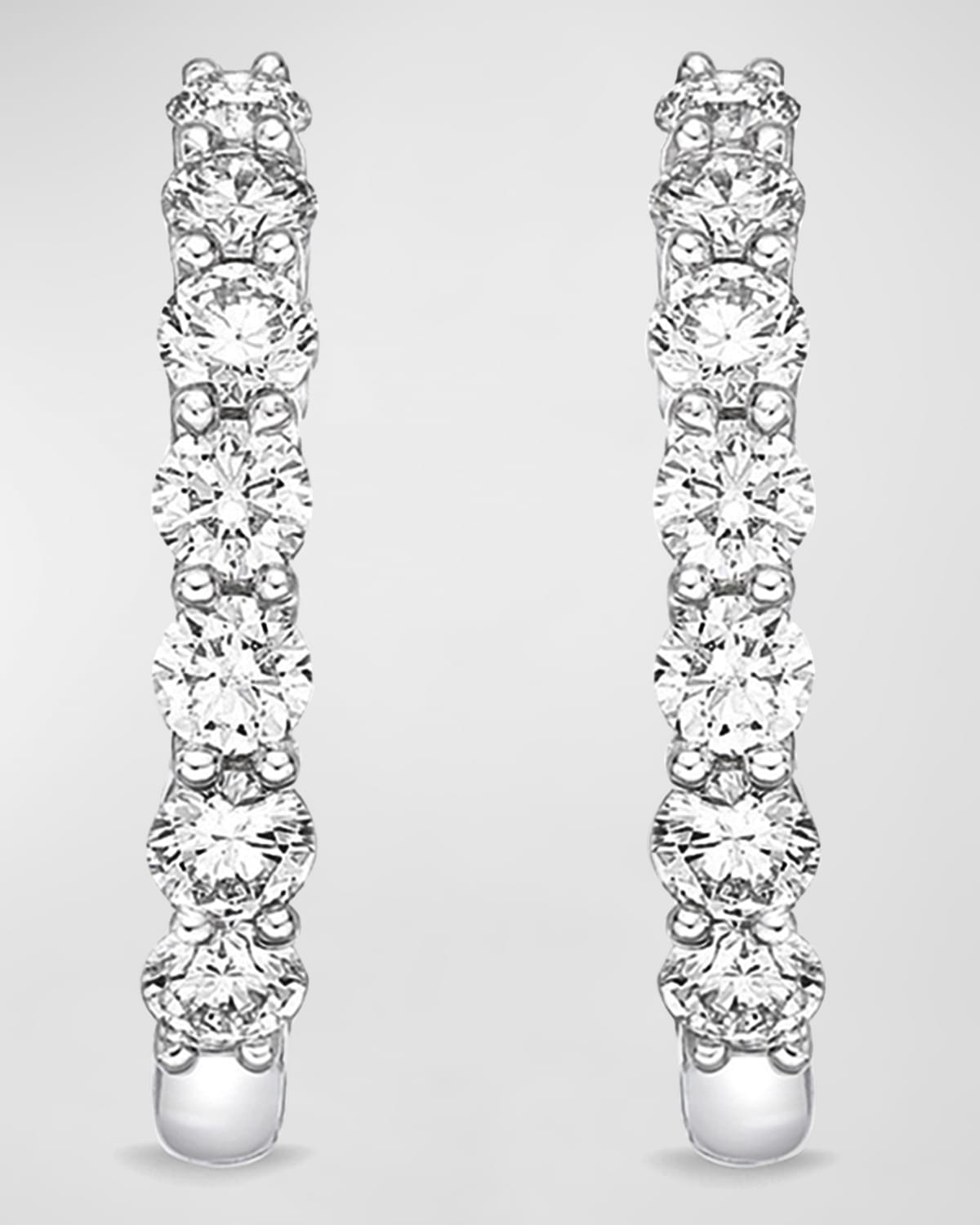 18k White Gold Tiny Diamond Huggie Hoop Earrings