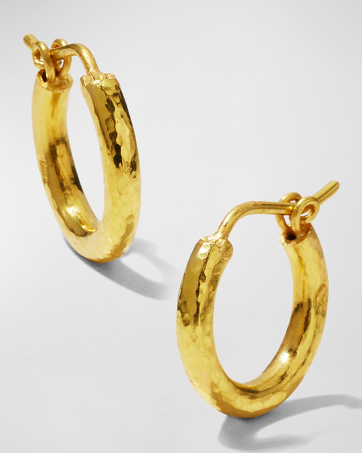 Elizabeth Locke 19K Gold Big Baby Hammered Hoop Earrings, 0.5"L
