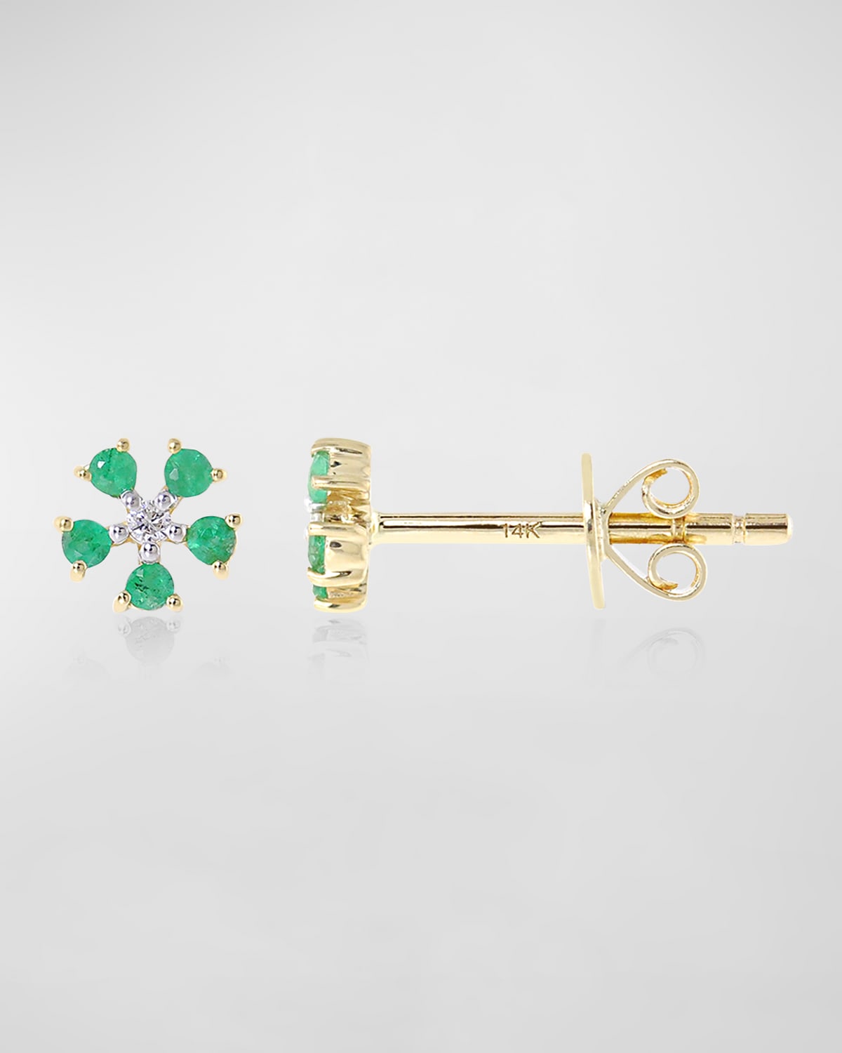 Emerald and Diamond Daisy Stud Earring, Single