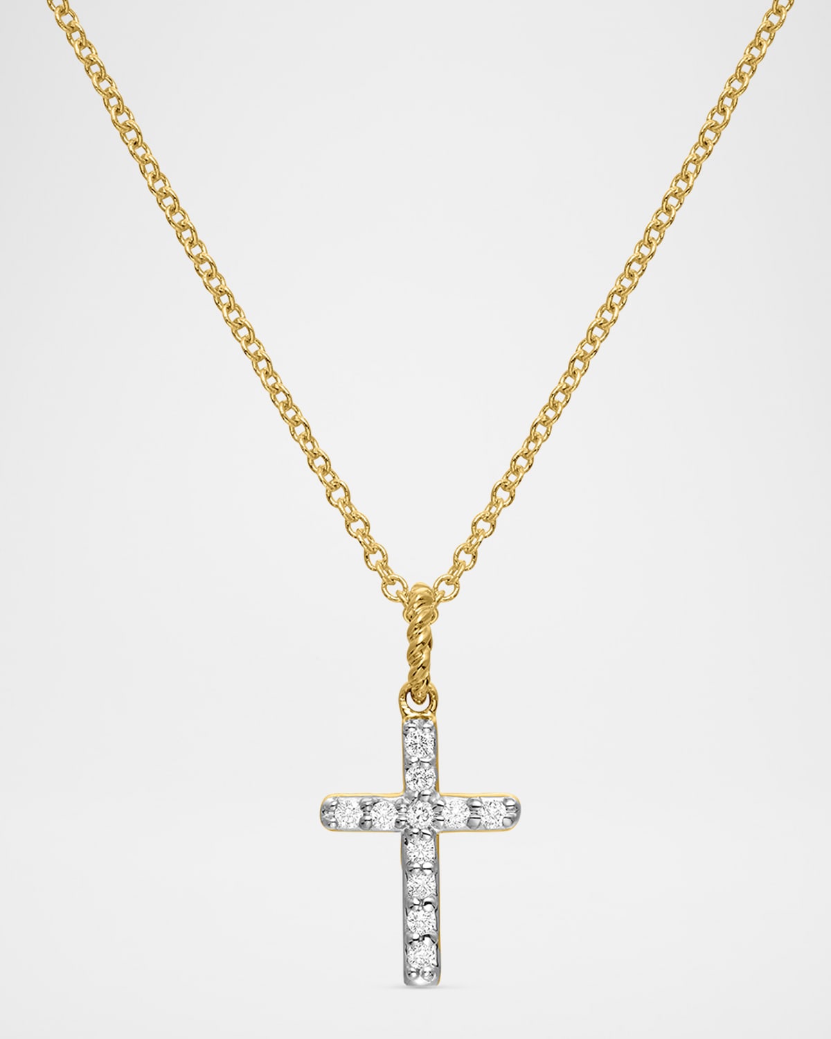 David Yurman Cable Collectibles Cross Necklace with Diamonds in Gold on Chain