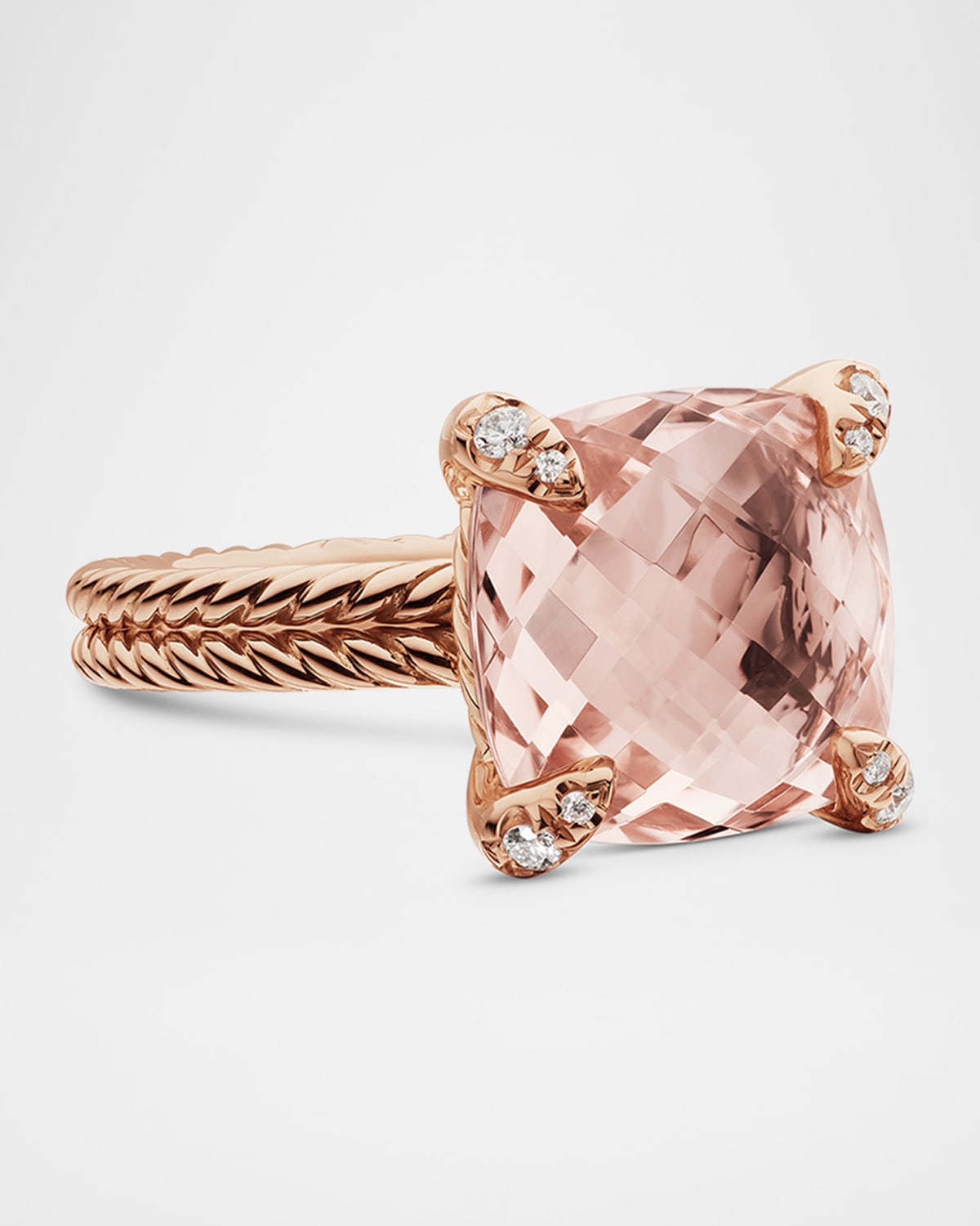 David Yurman Chatelaine 11mm Rose Gold Ring with Morganite & Diamonds