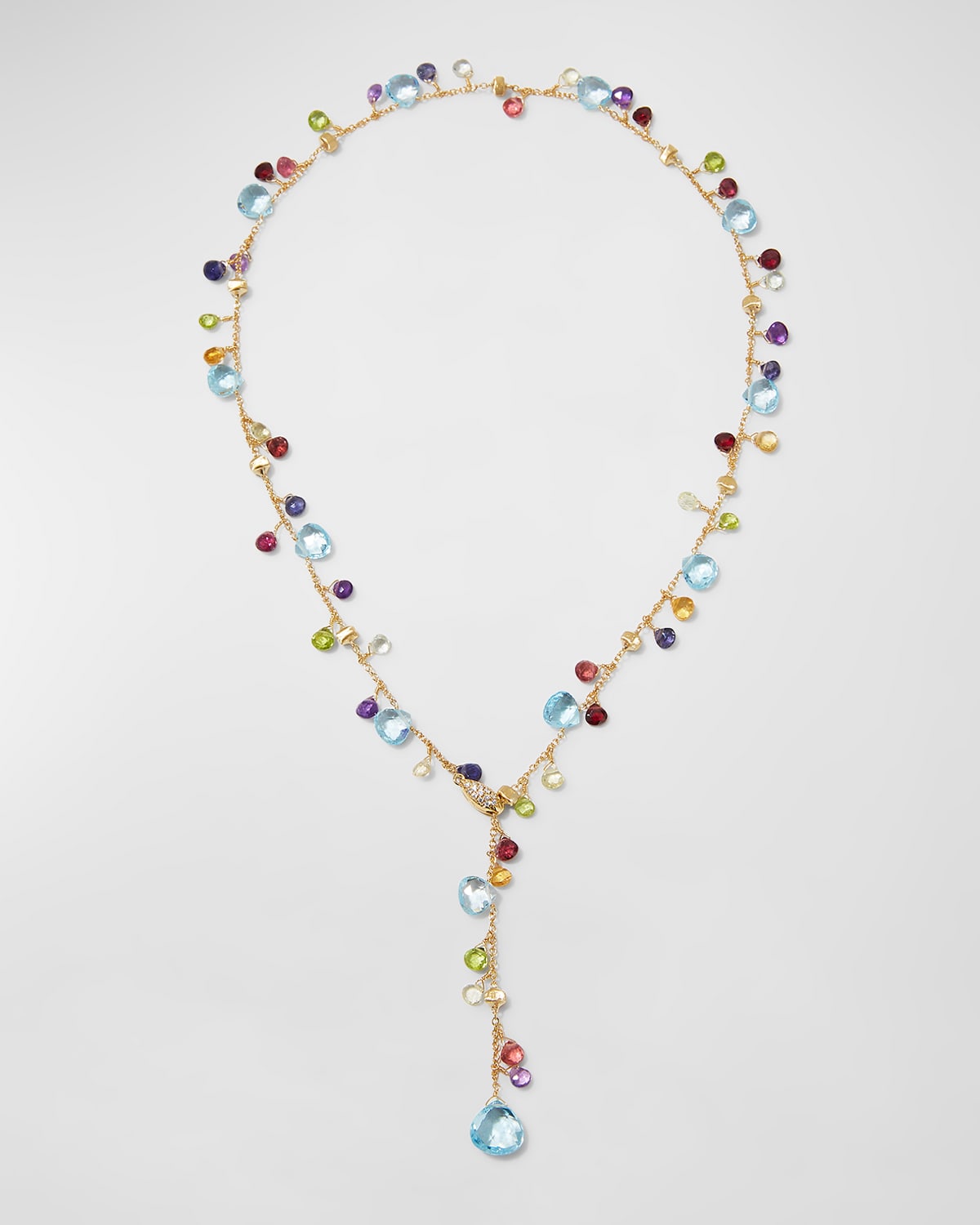 Paradise 18K Yellow Gold Diamond Lariat with Mixed Stones