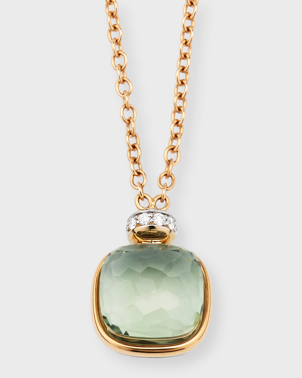 Pomellato Nudo Classic 18K Rose Gold Necklace with Prasiolite and White Diamonds