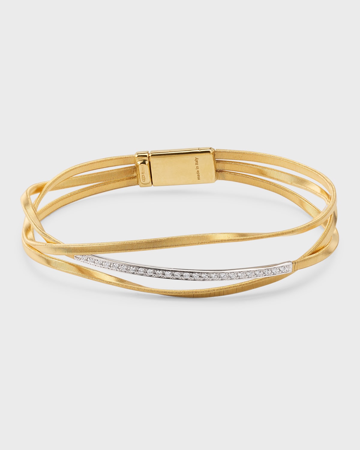 Marco Bicego Marrakech 18k Yellow Gold 3-strand Coil Bangle With Diamonds In 05 Yellow Gold