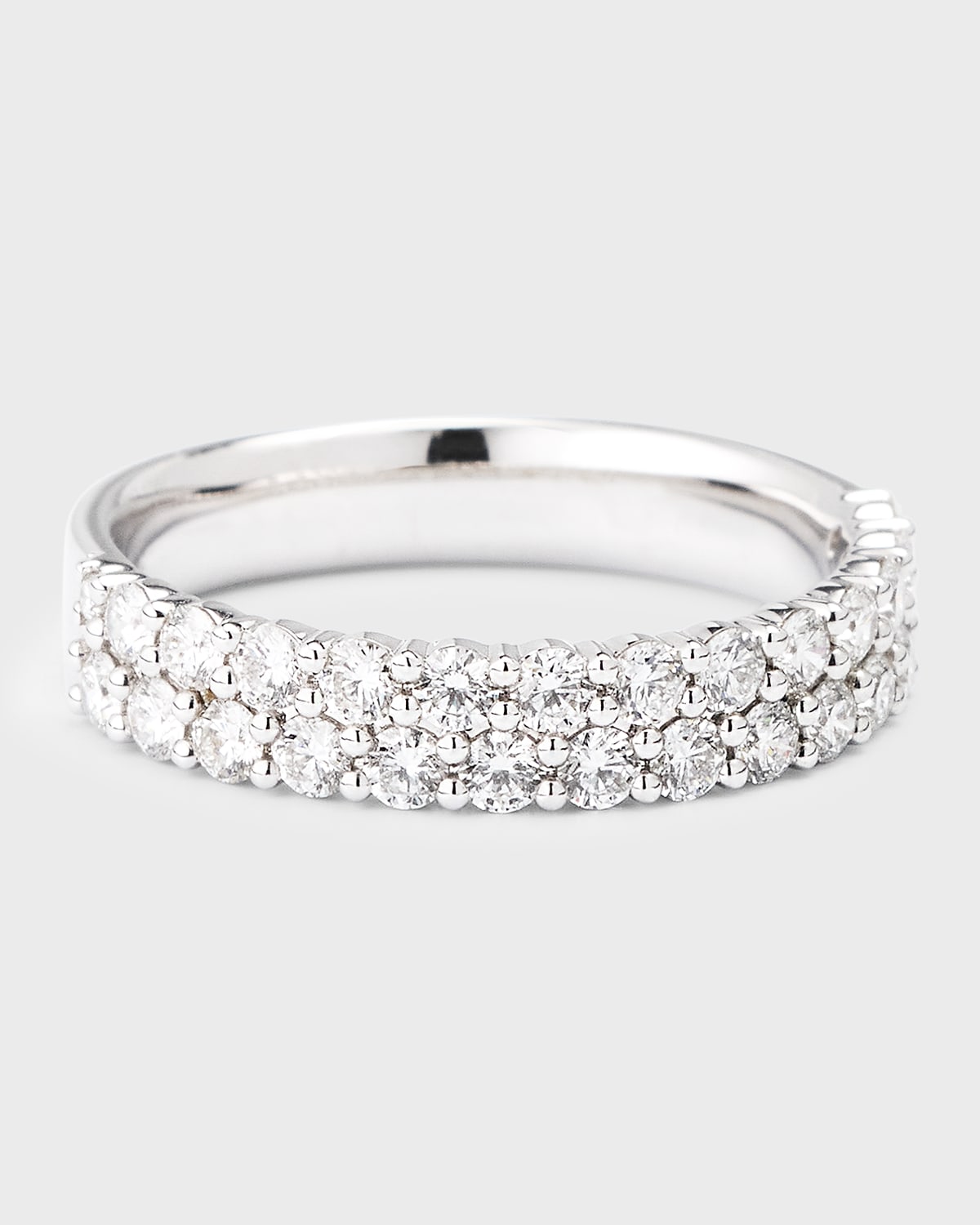 18K White Gold Paramount Diamond 2 Row Band, Size 8, 1.03tcw