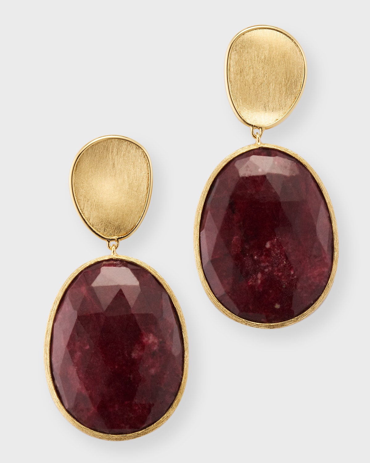 Lunaria 18K Yellow Gold Double Drop Earrings with Thulite