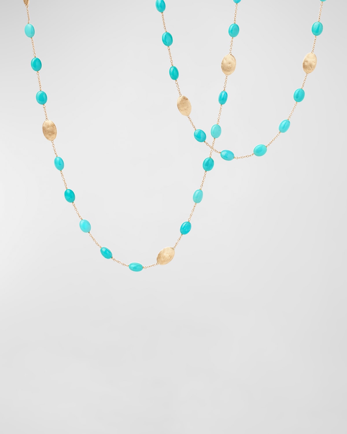 18K Yellow Gold Turquoise Long Necklace