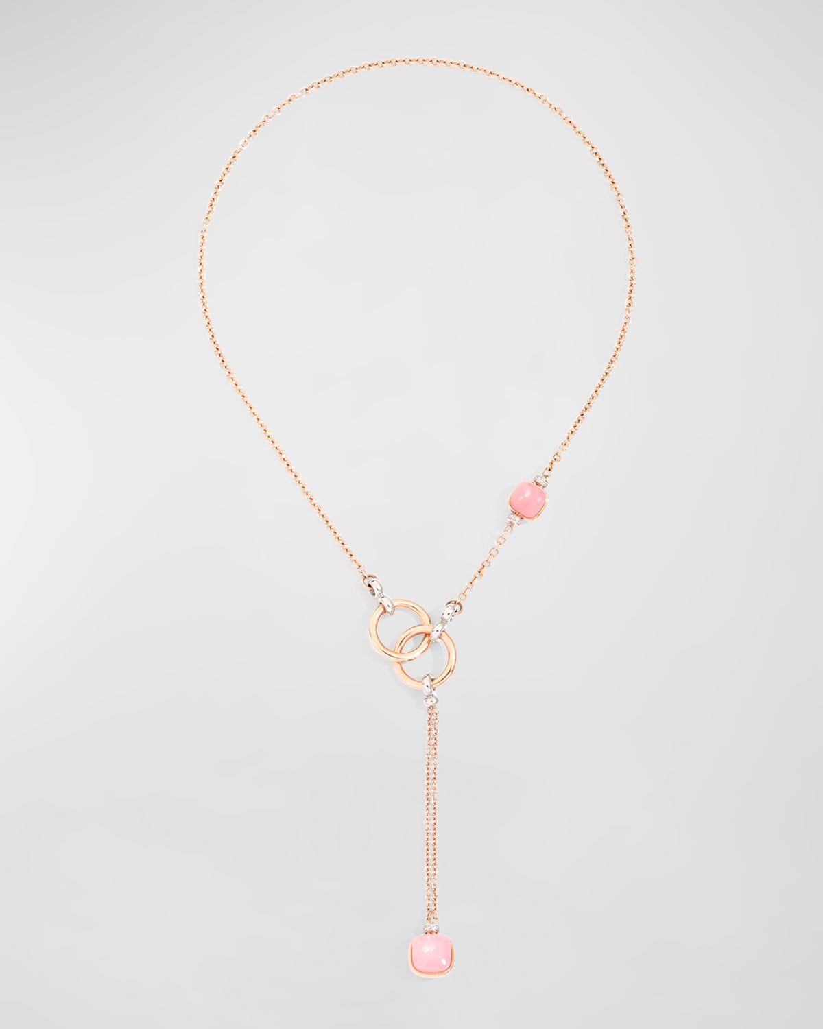 18K Rose Gold Nudo Mother of Pearl and White Topaz Lariat