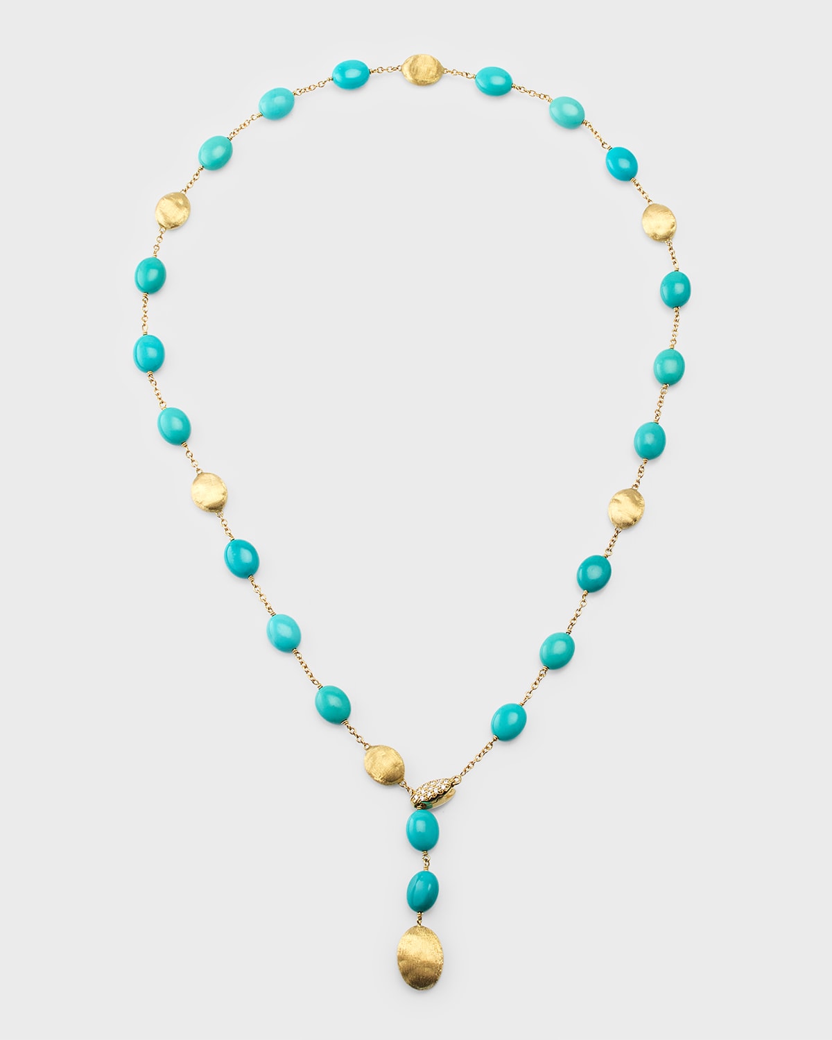 18K Yellow Gold Siviglia Turquoise Lariat Necklace