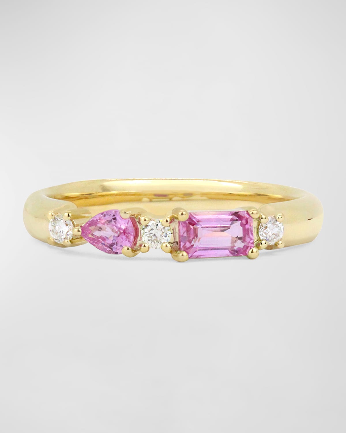 Pear and Emerald-Cut Gemstone 14K Band Ring