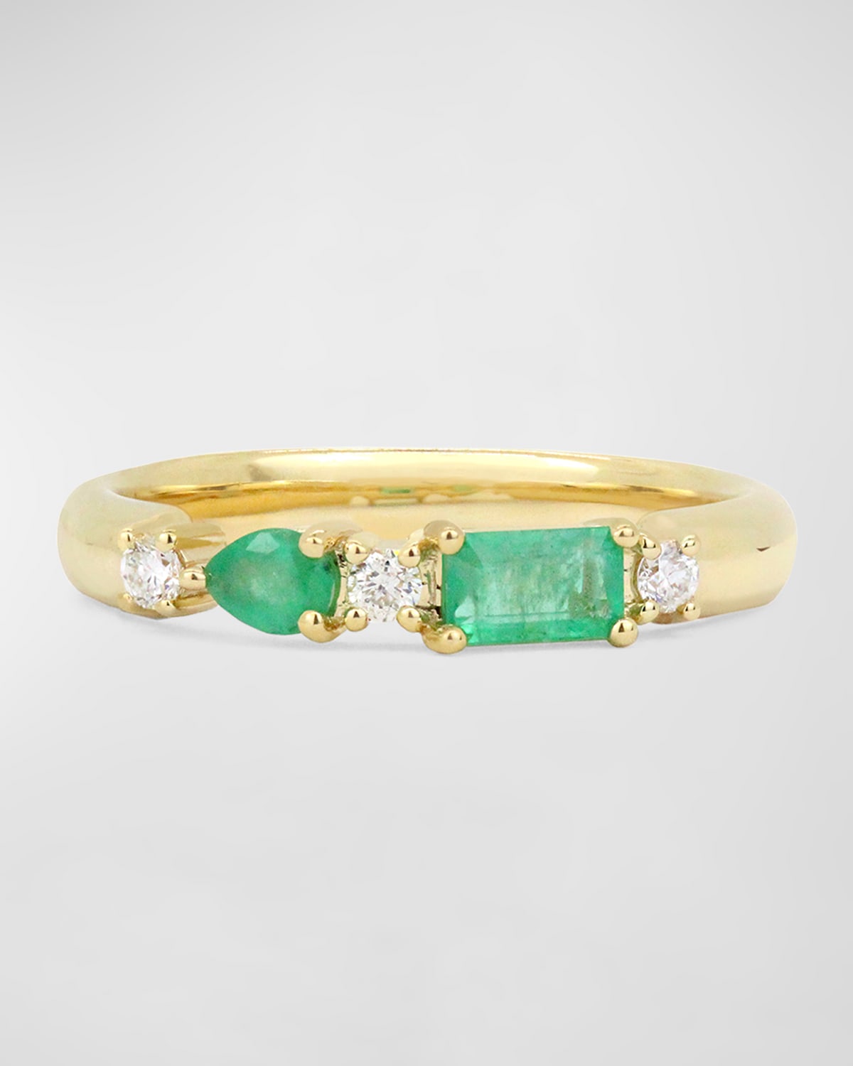 Pear and Emerald-Cut Gemstone 14K Band Ring