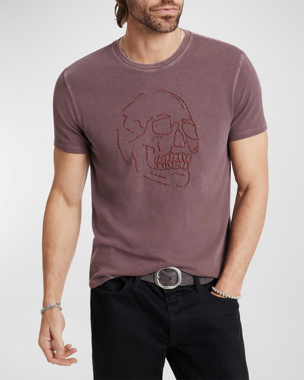 Shop John Varvatos Men's Knot Skull Crew T-shirt In Mauvewood