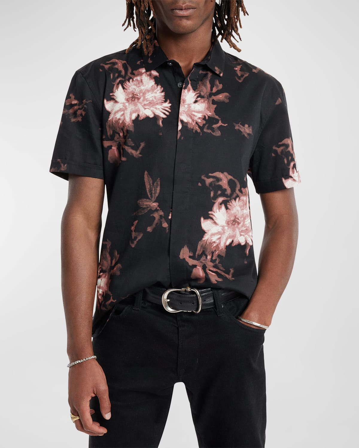 Shop John Varvatos Men's Loren Floral-print Sport Shirt In Cranberry