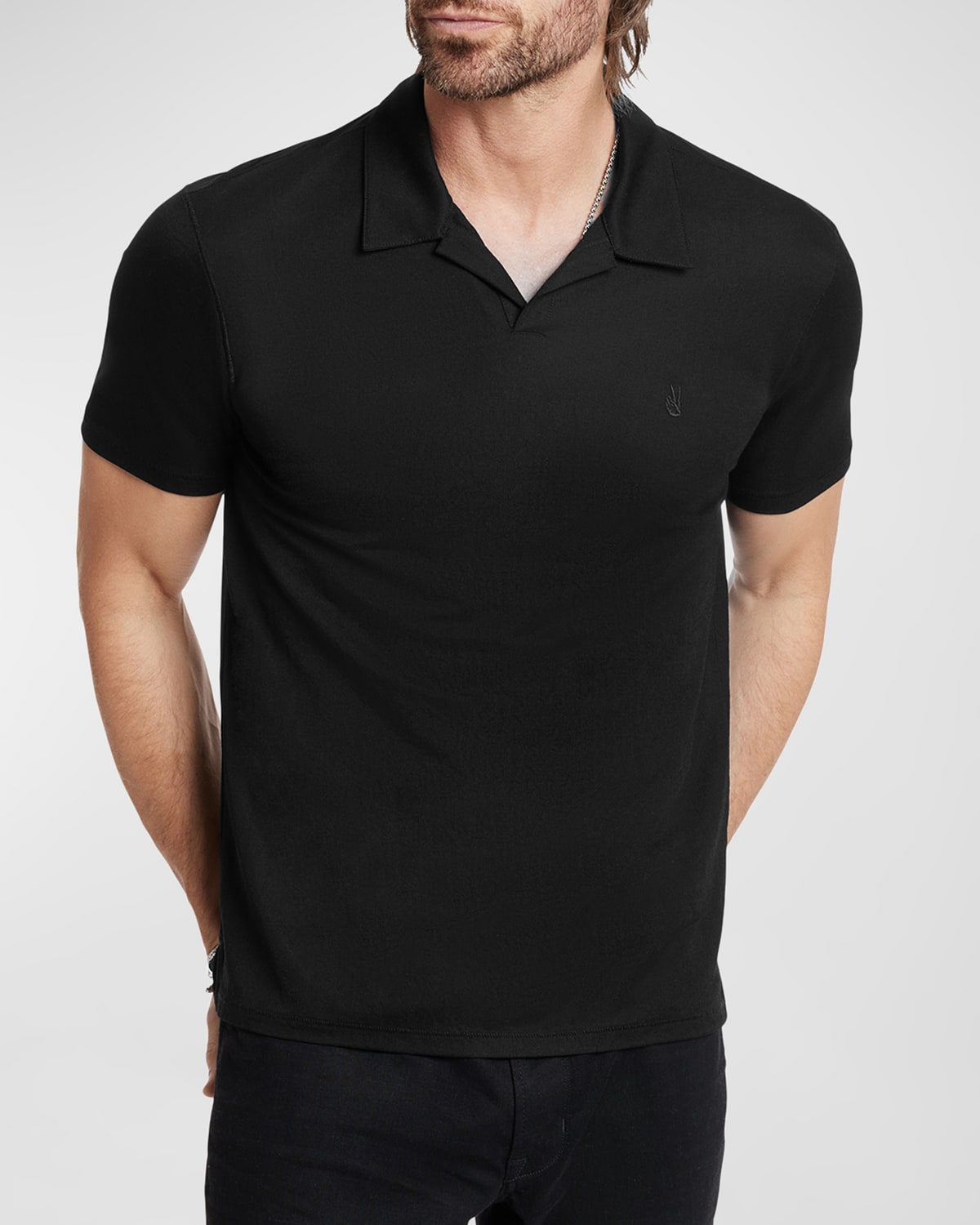 Shop John Varvatos Men's Leroy Pique Polo Shirt In Black