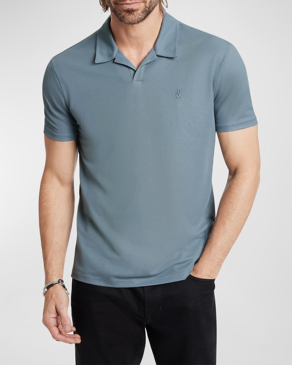 Shop John Varvatos Men's Leroy Pique Polo Shirt In Steel Blue