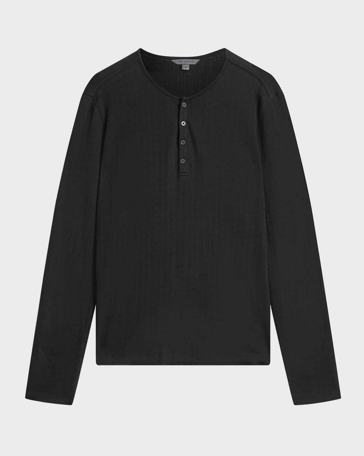 John Varvatos Waffle Stitch Long Sleeve Henley In Black