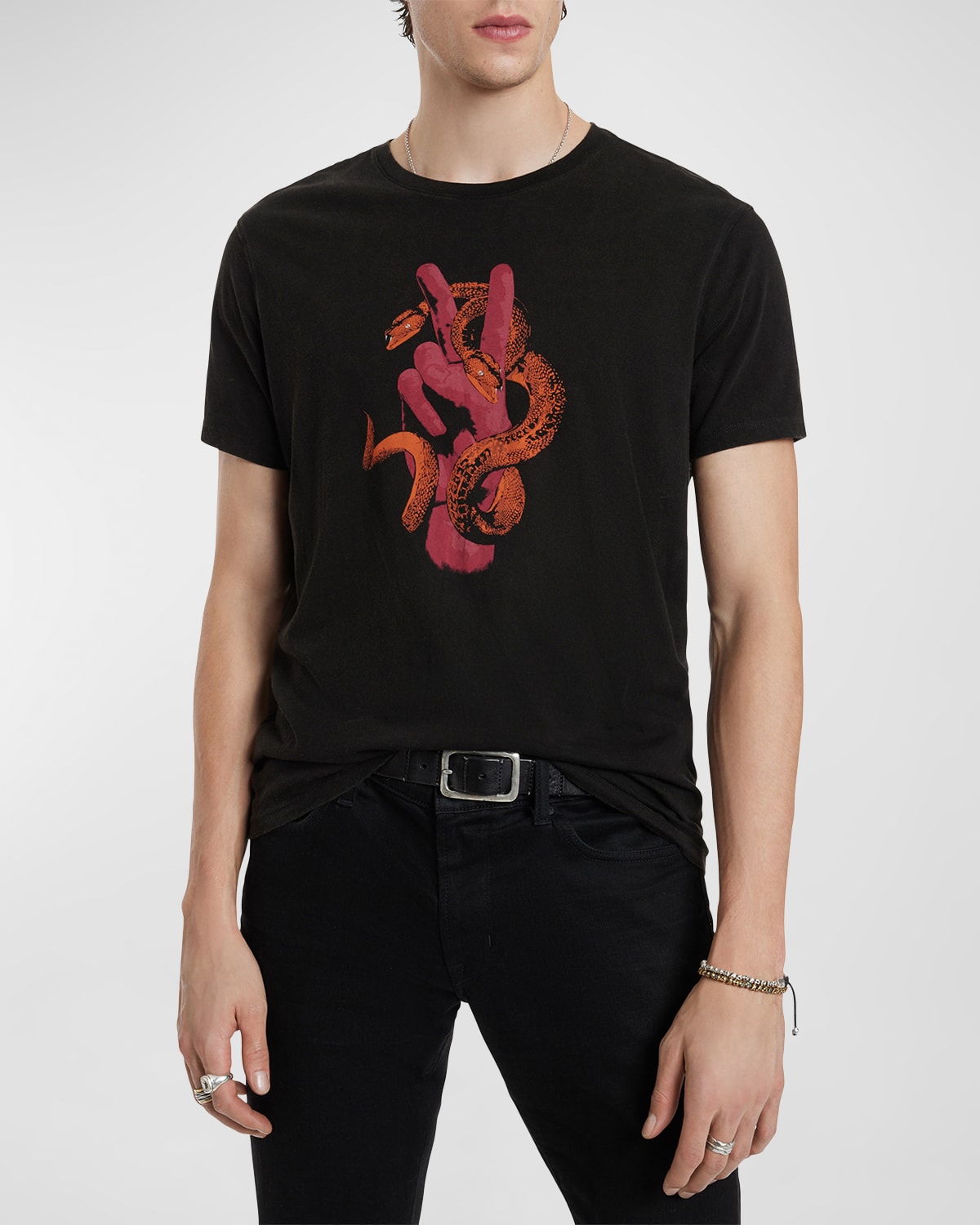 Shop John Varvatos Men's Peace Snake Graphic T-shirt In Black