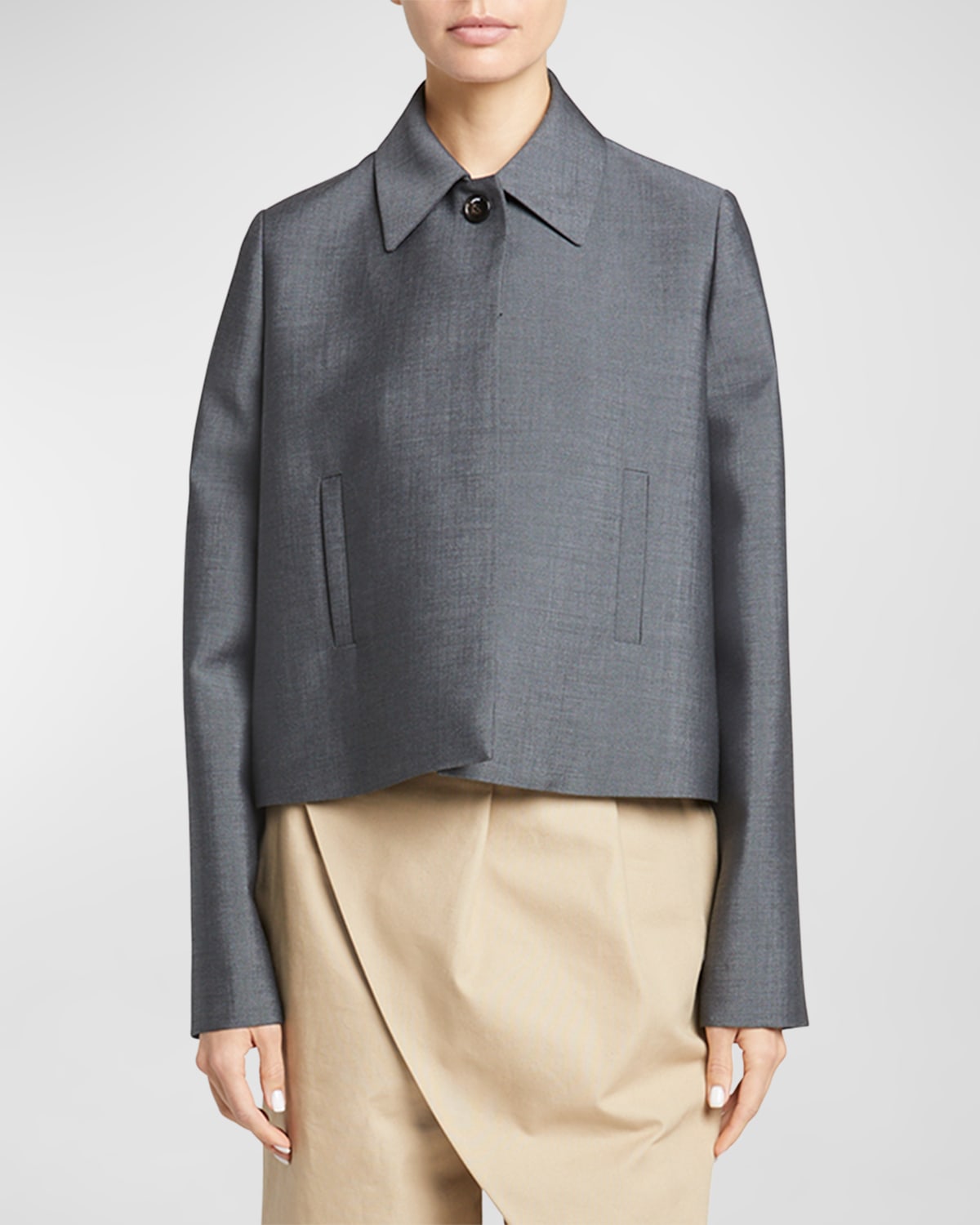 Shop Loewe Collared Wool-blend Jacket In Charcoal M