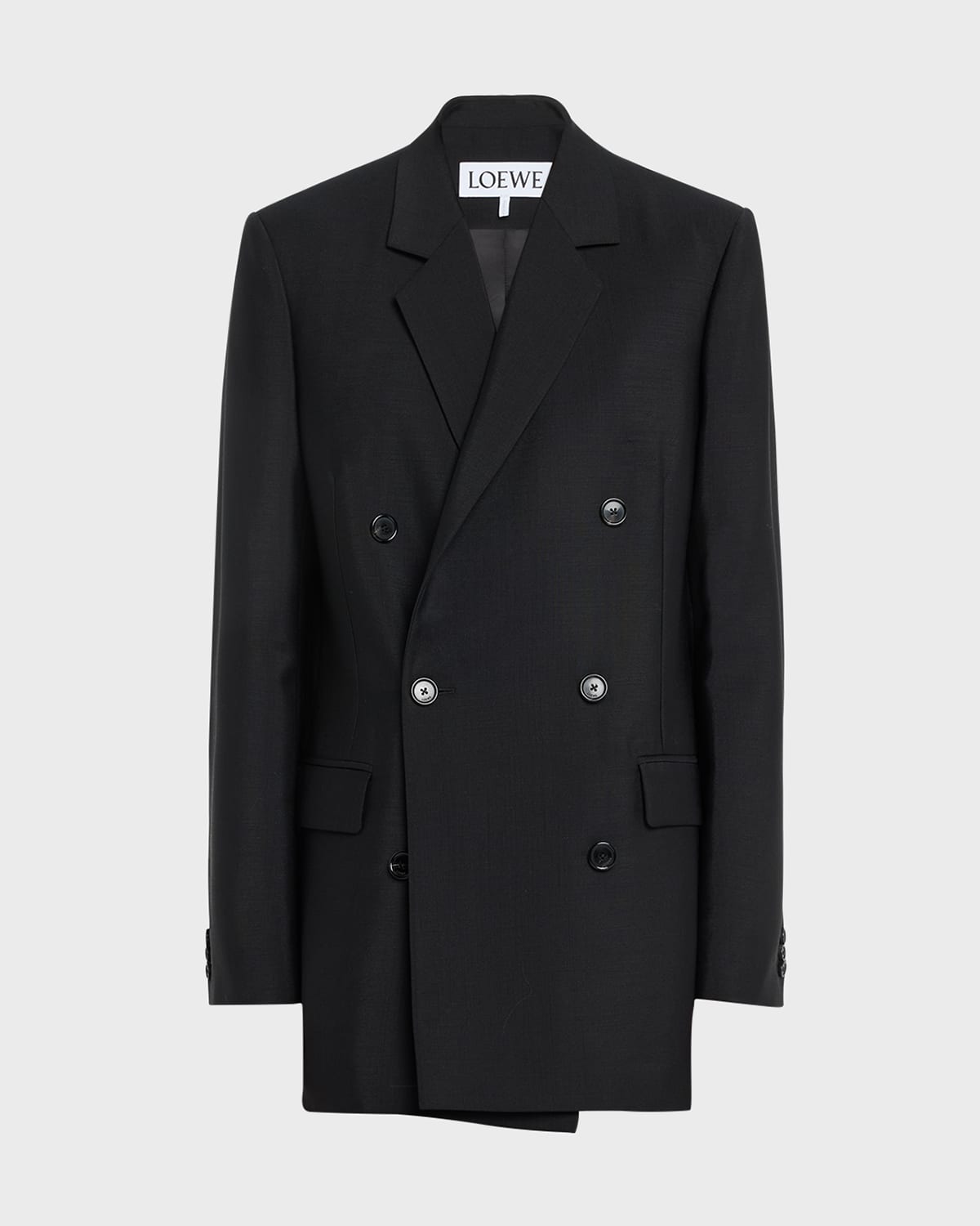 Shop Loewe Double-breasted Mohair-blend Blazer In Black