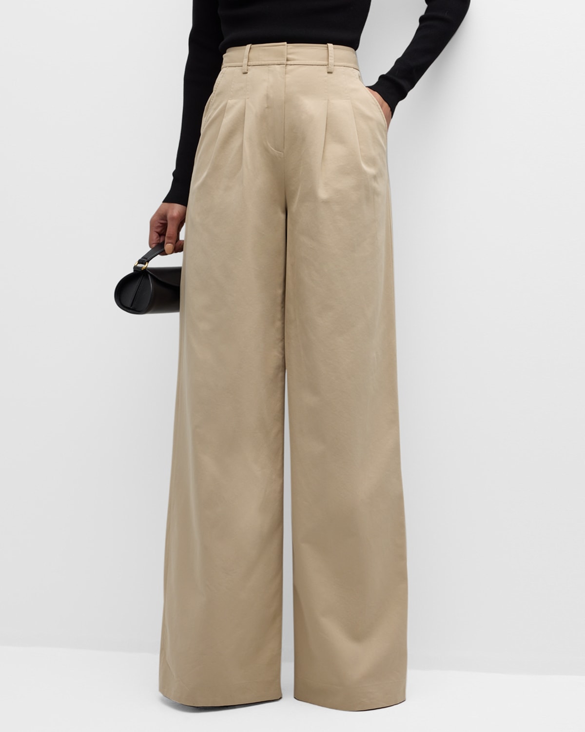 Shop Derek Lam 10 Crosby Juliana Wide-leg Pleated Trousers In Safari