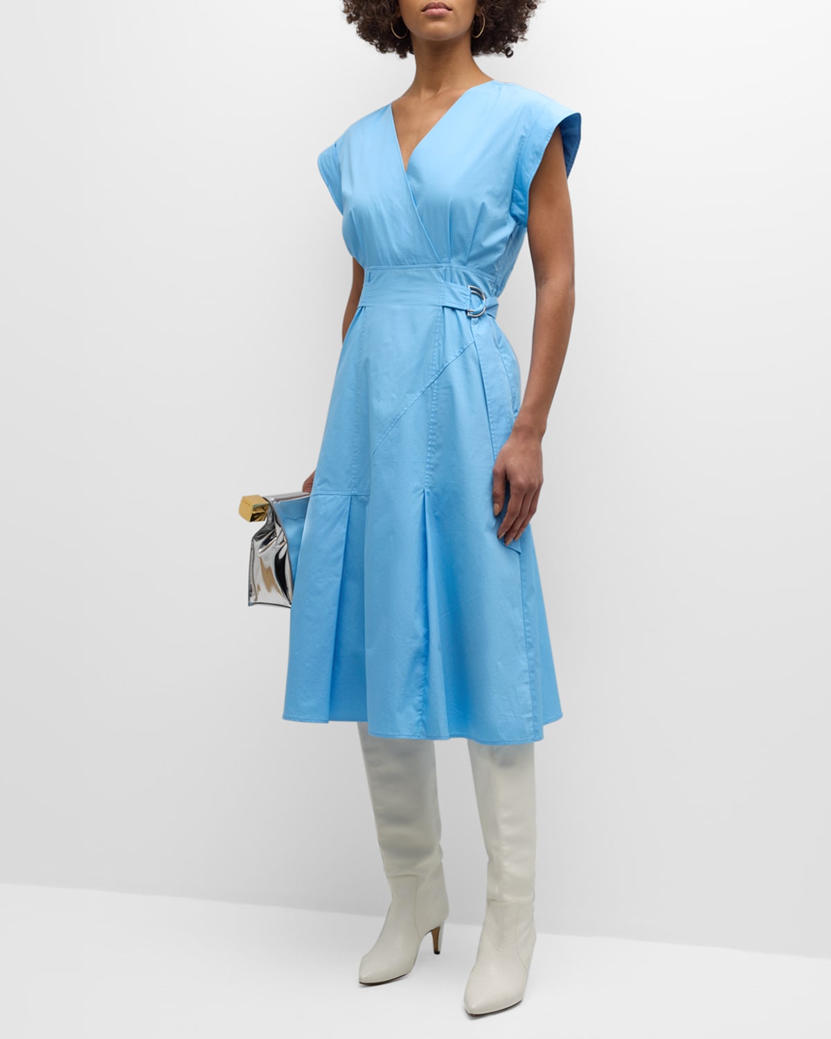 Shop Derek Lam 10 Crosby Arabella Belted Midi Dress In Azure