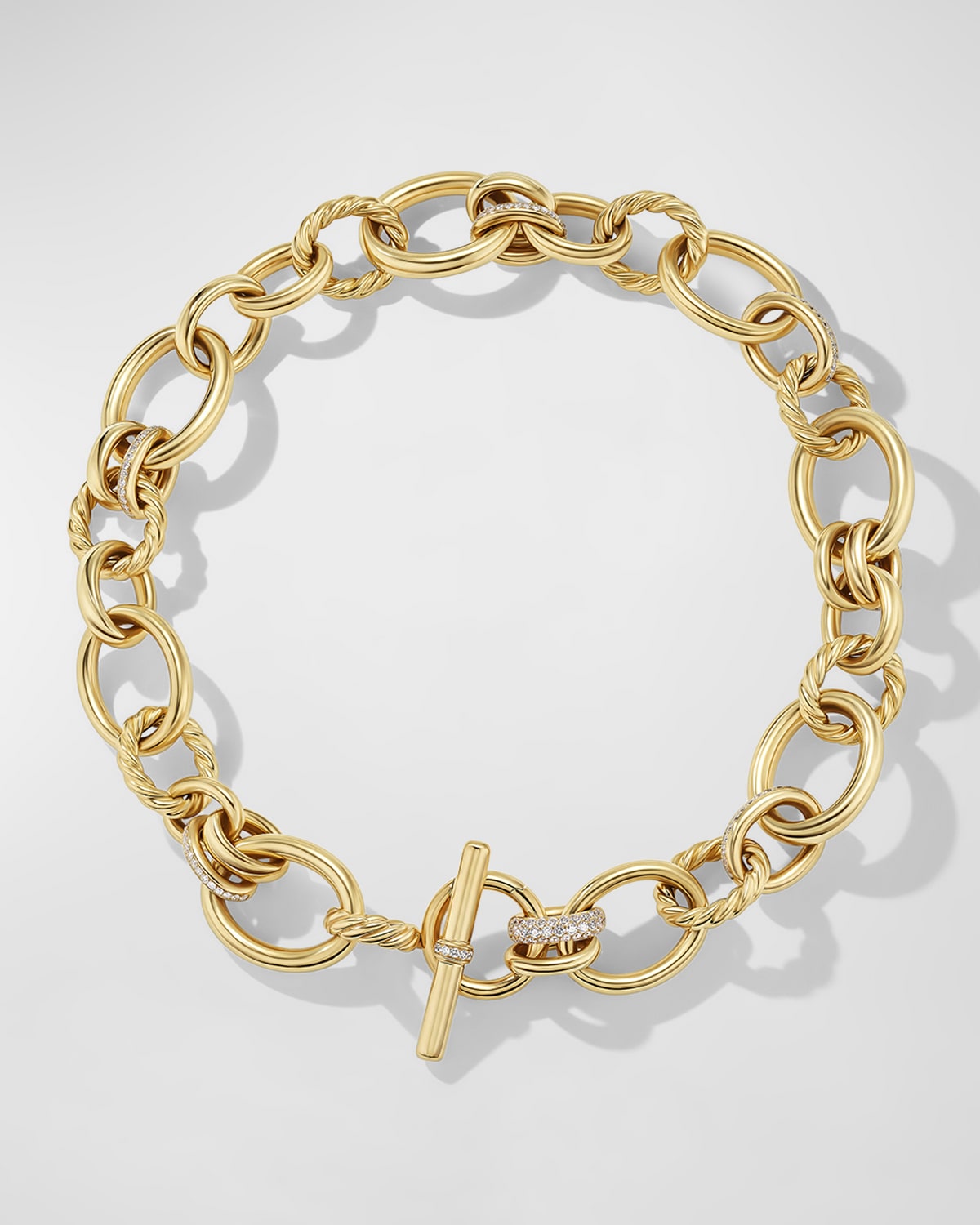 David Yurman DY Mercer Necklace with Diamonds in 18K Gold, 20-25mm, 17"