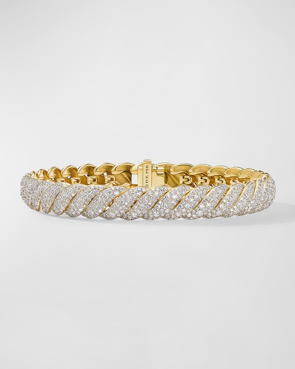 David Yurman Sculpted Cable Bracelet With Diamonds In 18k Gold, 8.5mm In 60 Multi-colored