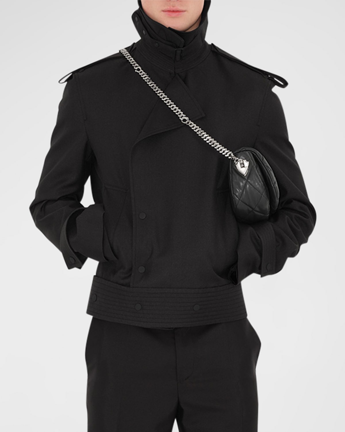 Shop Burberry Men's Silk Blend Trench Jacket In Black