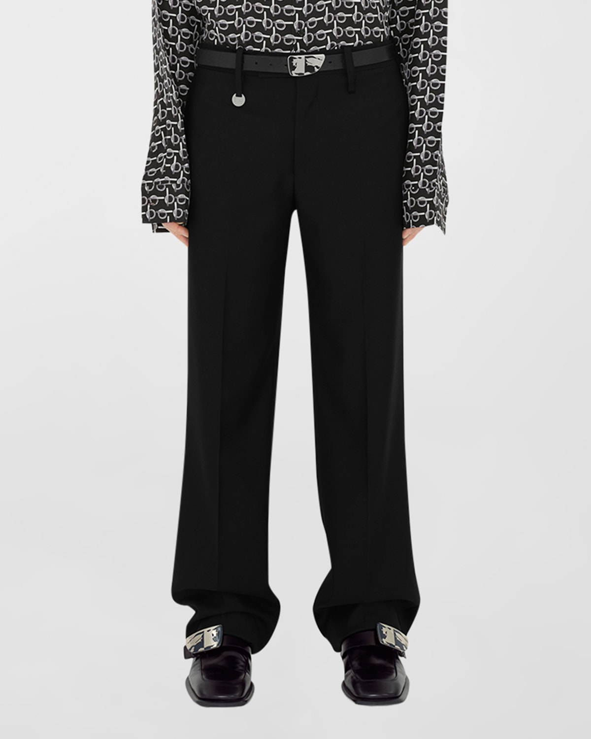 Shop Burberry Men's Tailored Wool Trousers In Black