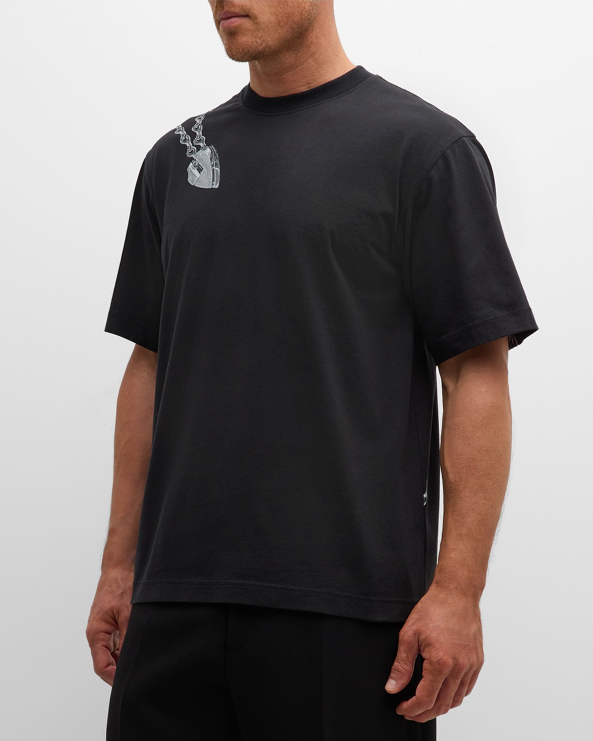 Shop Burberry Men's Shield Hardware Cotton T-shirt In Black Ip Design