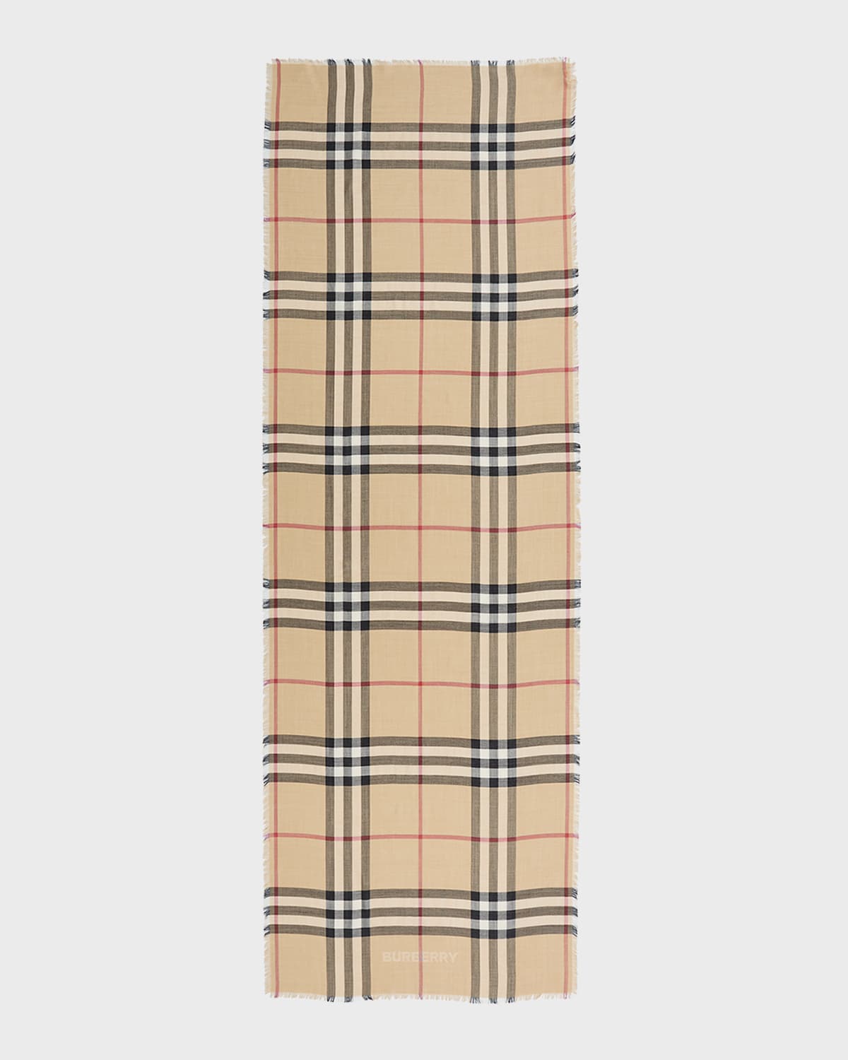 Burberry Lightweight Wool Scarf In Sand Lichen
