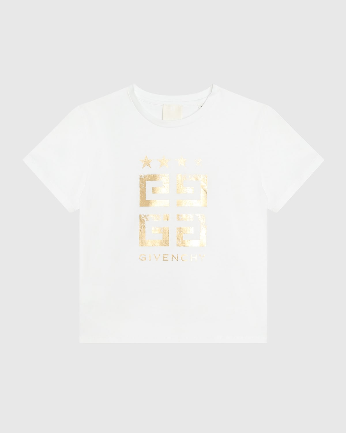 Givenchy Kids' Girl's Metallic 4g Logo T-shirt In White