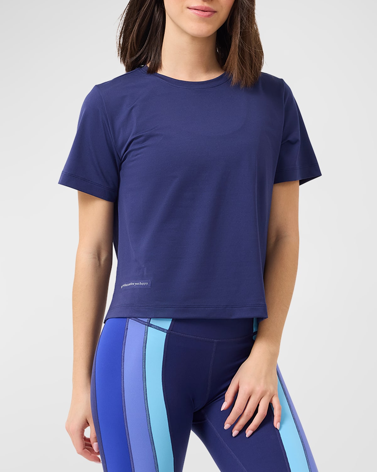 Shop Terez Workit Short-sleeve Cropped Tee In Blue