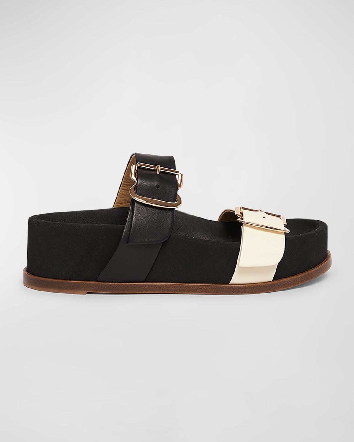 Gabriela Hearst Wren Flat Sandals Contrast Straps In Black Ivory