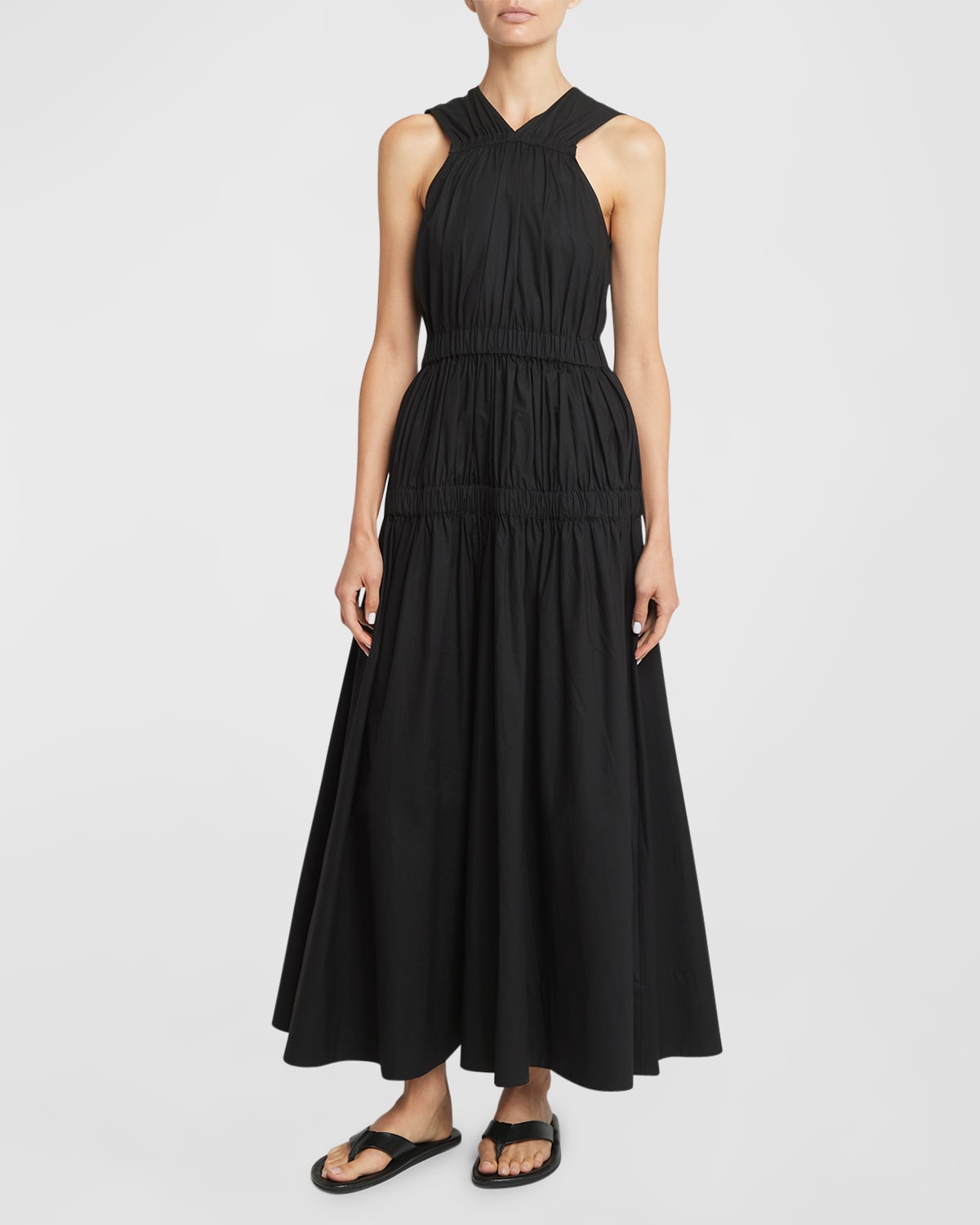 Shop Proenza Schouler White Label Libby Poplin Sleeveless Maxi Dress In Black