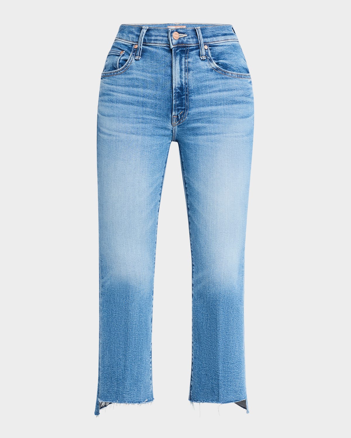 Mother Lil' Insider Crop Step Fray Jeans In Blue