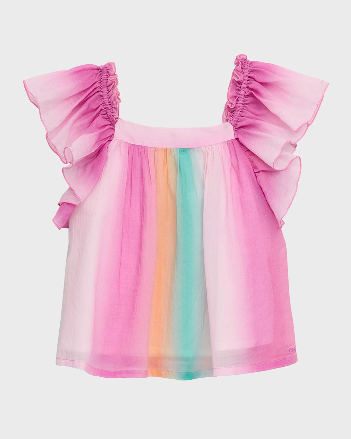 CHLOÉ GIRL'S OMBRE FLUTTER-SLEEVE BLOUSE