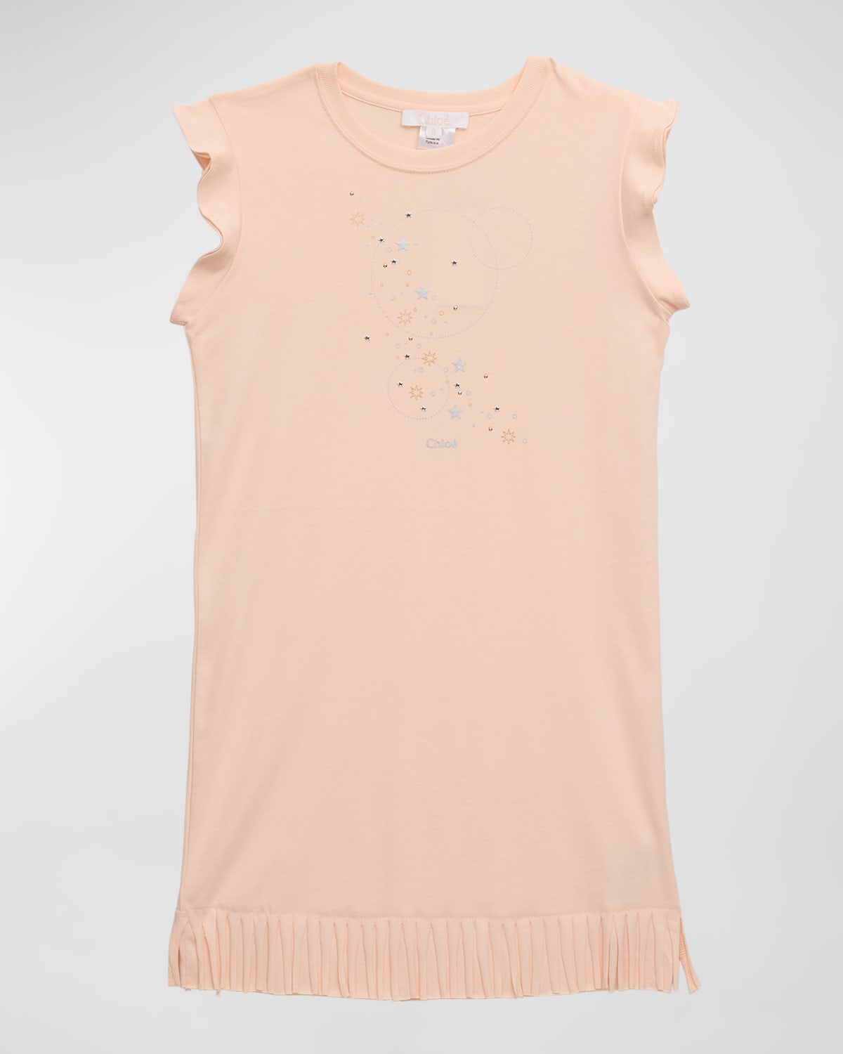 Shop Chloé Girl's Embellished T-shirt Dress In Pale Pink