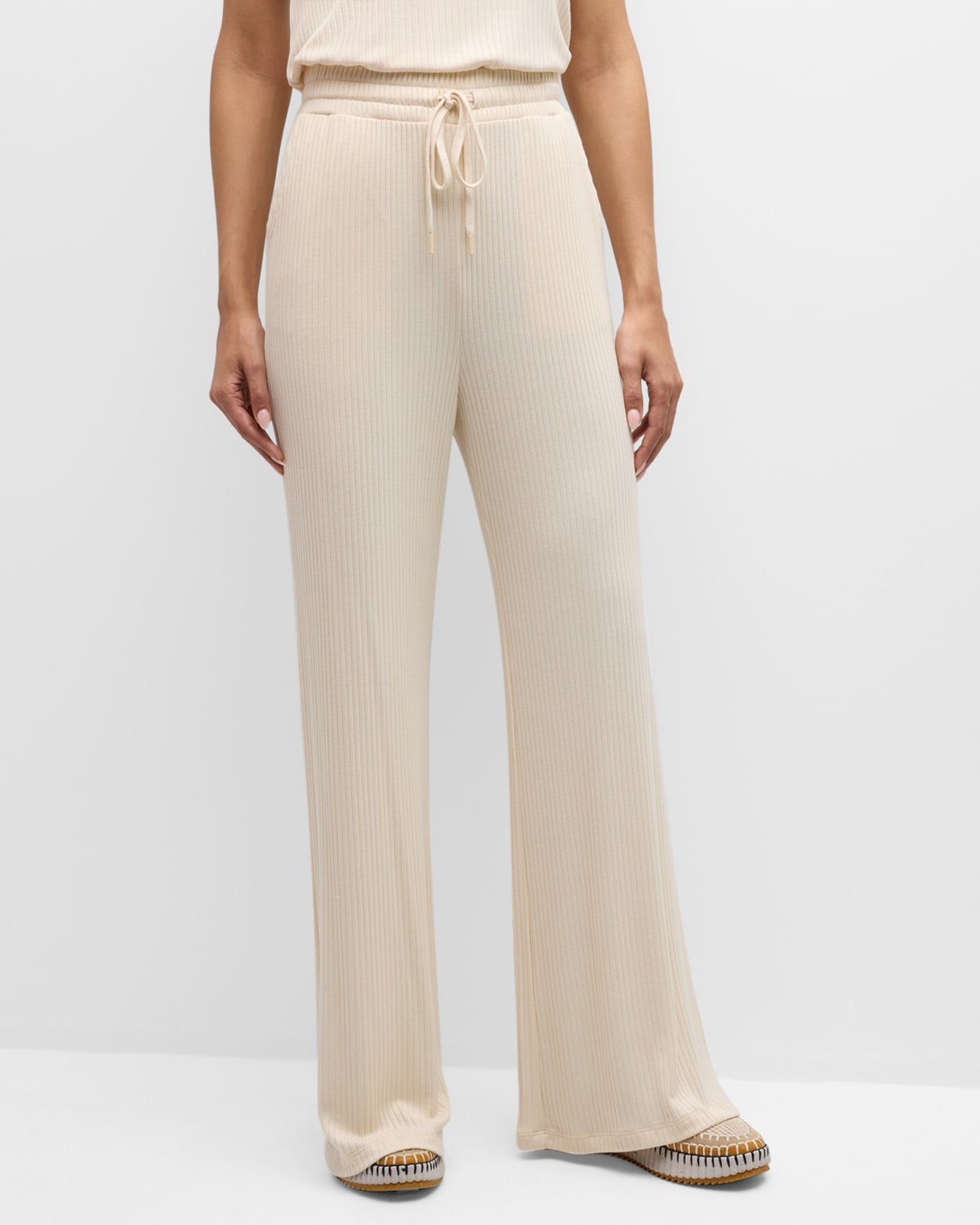 Shop Beyond Yoga Well Traveled Wide-leg Pants In Ivory